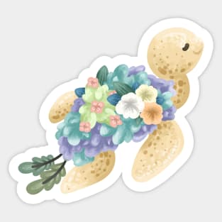 Sea Turtle with Shrubbery Shell Sticker